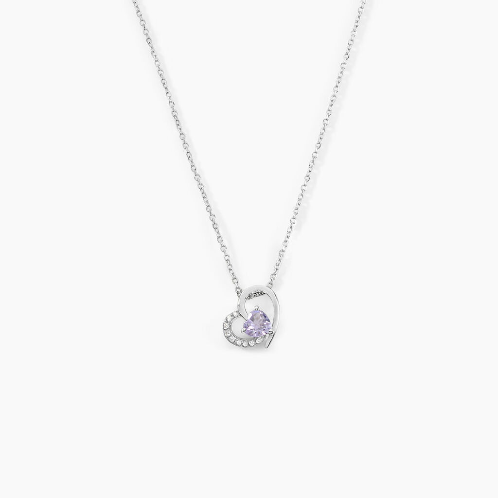 Collier Eliana Or Blanc Amethyste Et Oxyde De Zirconium - Colliers avec pierres Femme | Marc Orian