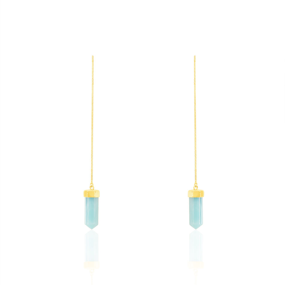 Boucles D'oreilles Pendantes Pierres Brutes Or Jaune Amazonite - Pendantes Femme | Marc Orian