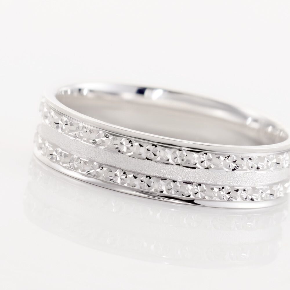 Alliance Satine Diamantee Ruban Plat Or Blanc - Alliances duo Unisex | Marc Orian