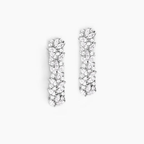 Bijoux D'oreilles Argent Blanc Precieux Flocon Oxyde De Zirconium - Piercings d'oreilles Femme | Marc Orian