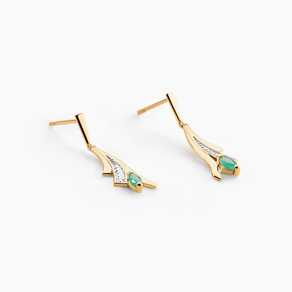 Boucles D'Oreilles Pendantes Usha Or Jaune Emeraude - Pendantes Femme | Marc Orian