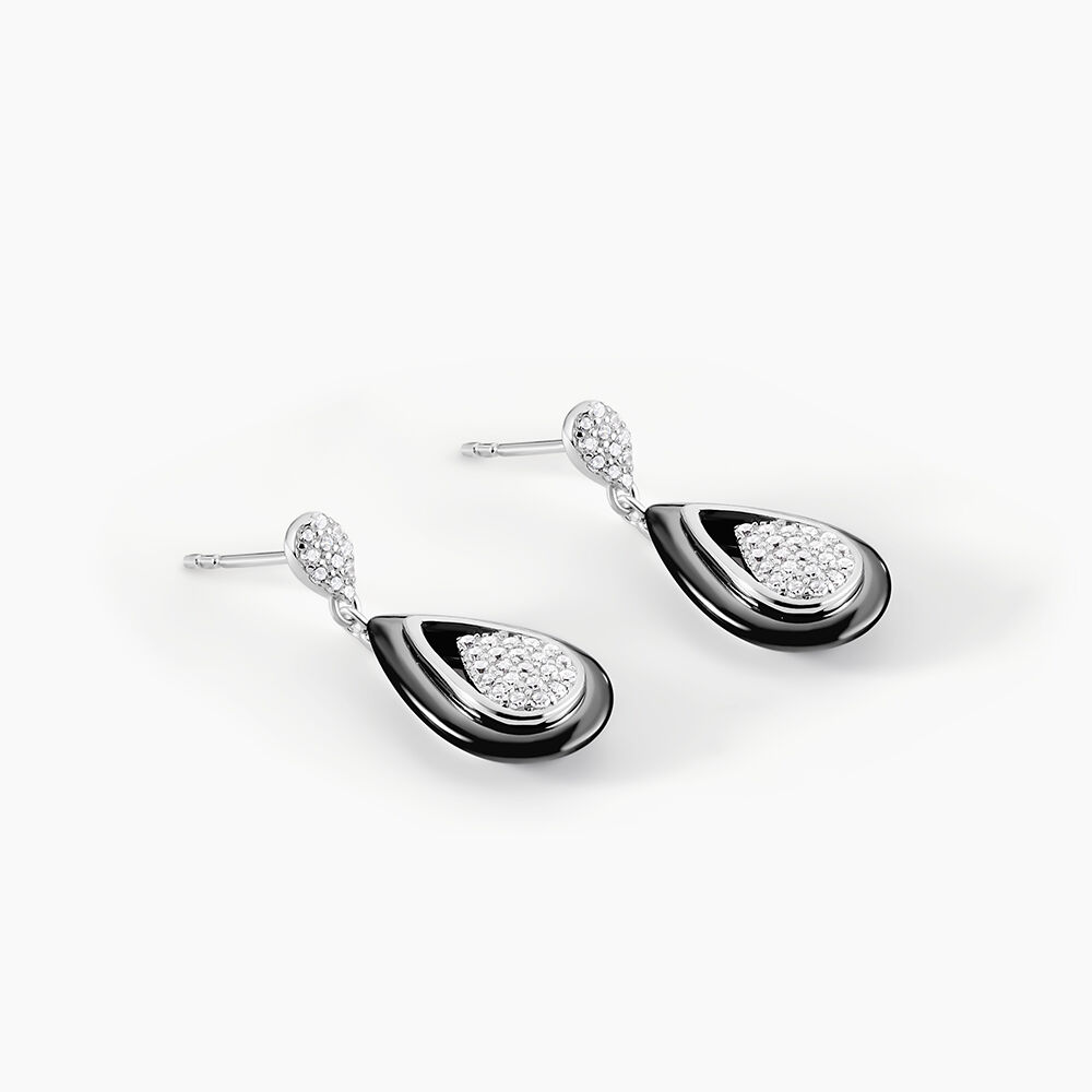 Boucles D'oreilles Pendantes Marina Cera Argent  C&eacute;ramique Et Oxyde - Pendantes Femme | Marc Orian