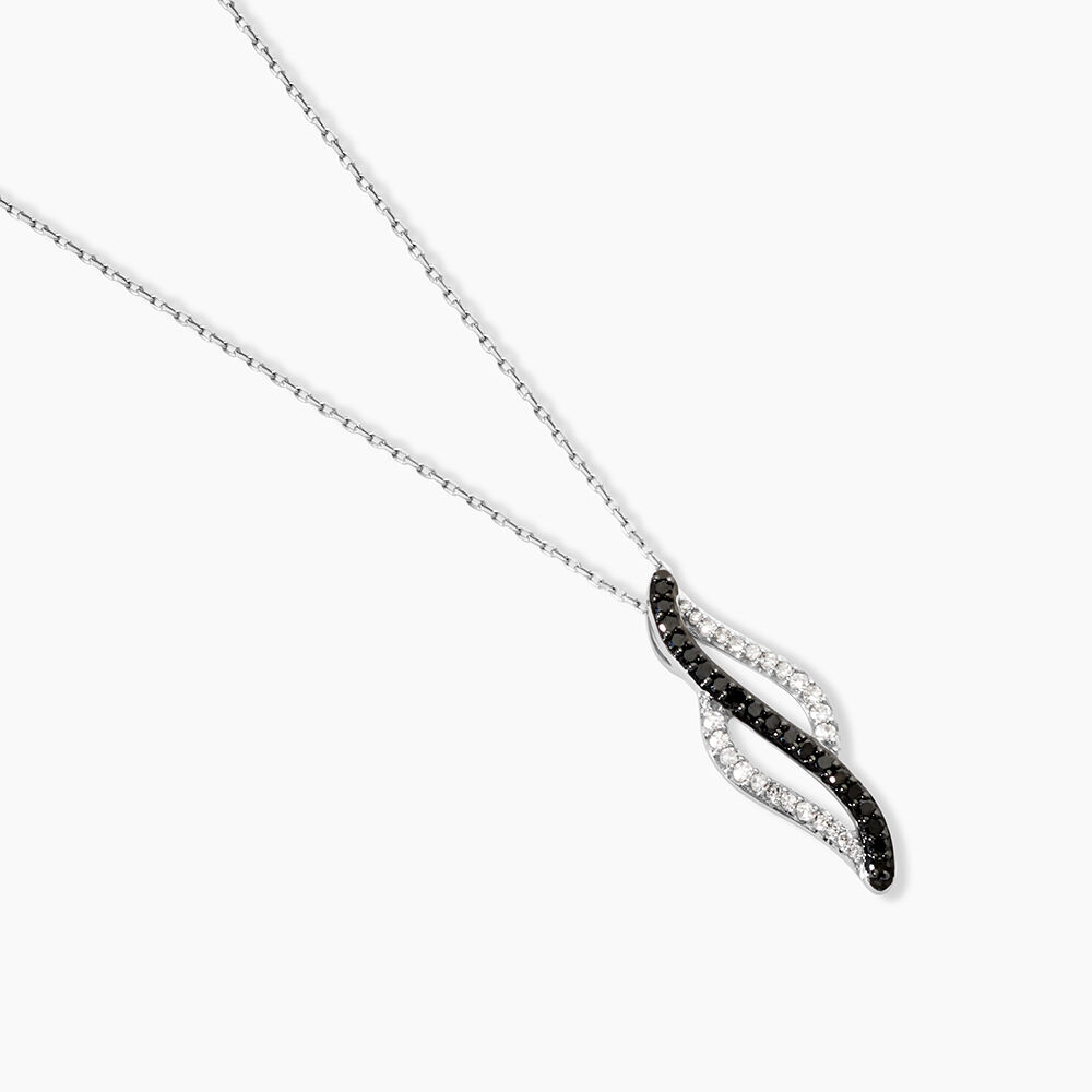 Collier Courbes Or Blanc Diamant - Colliers avec pierres Femme | Marc Orian