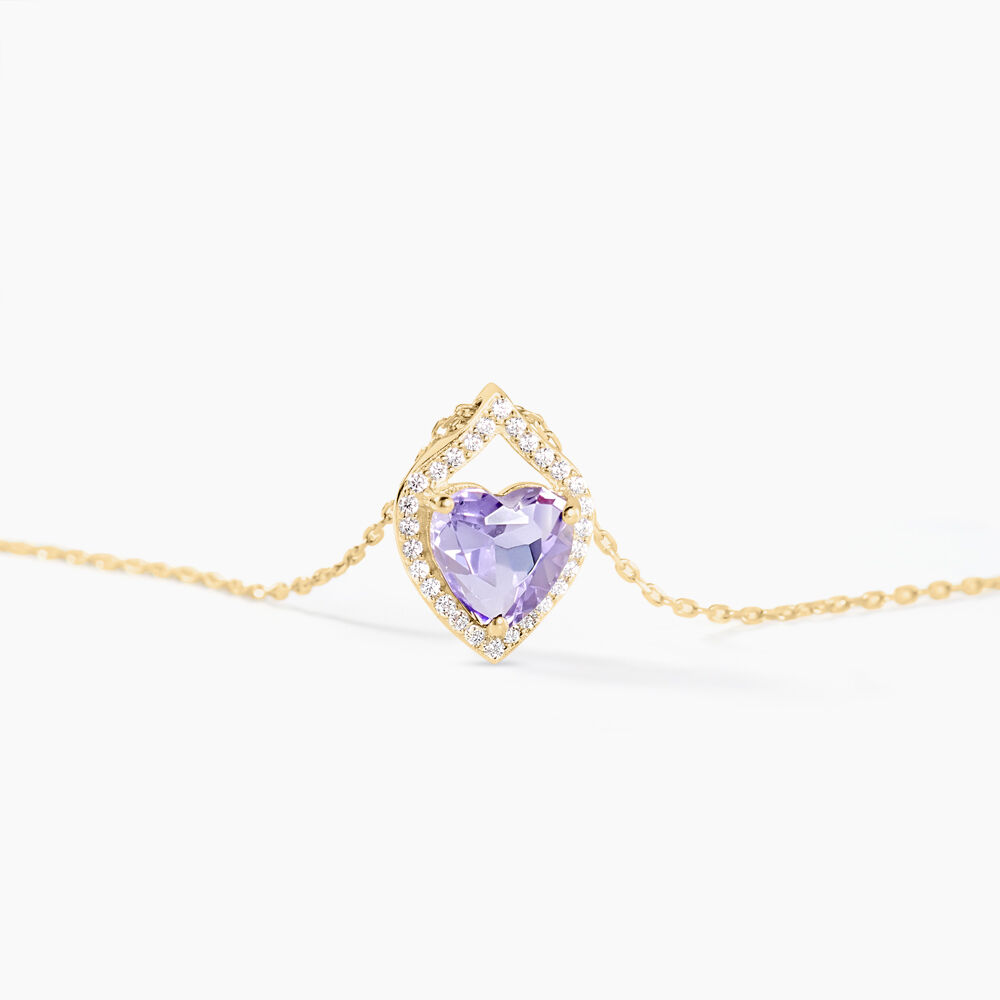 Collier Rosaline Or Jaune Amethyste Et Oxyde De Zirconium - Colliers avec pierres Femme | Marc Orian