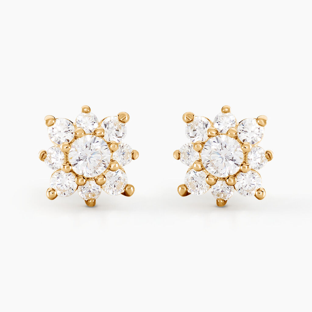 Boucles D'oreilles Puces Manus Or Jaune Oxyde De Zirconium - Puces Femme | Marc Orian