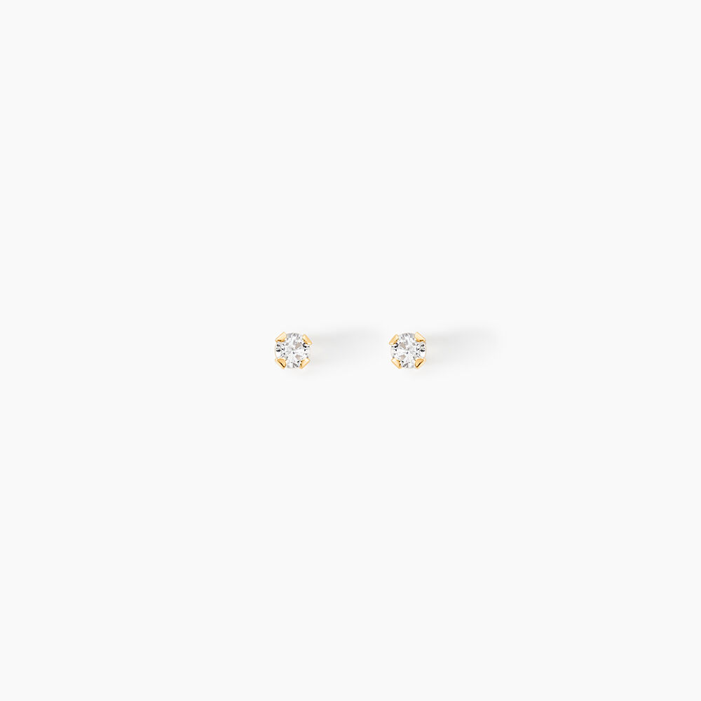 Boucles D'oreilles Puces Pepita Or Jaune Oxyde De Zirconium - Puces Famille | Marc Orian