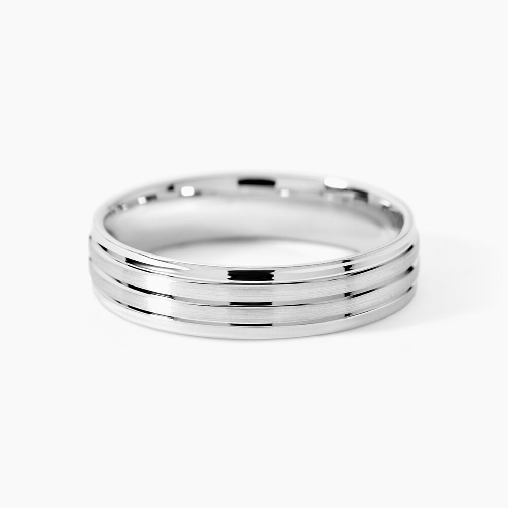 Alliance Basile Ruban Plat Or Blanc - Alliances duo Unisex | Marc Orian