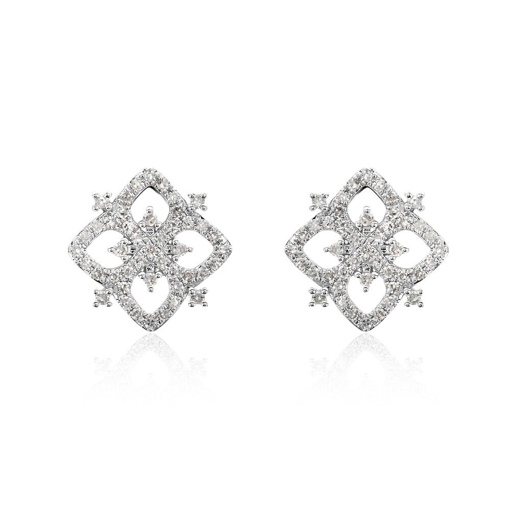 Boucles D'oreilles Puces Vasya Or Blanc Diamant - Puces Femme | Marc Orian