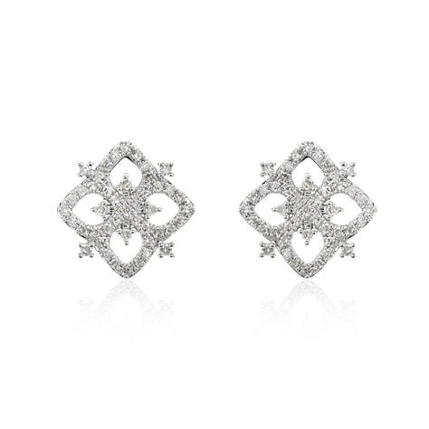 Boucles D'oreilles Puces Vasya Or Blanc Diamant - Puces Femme | Marc Orian