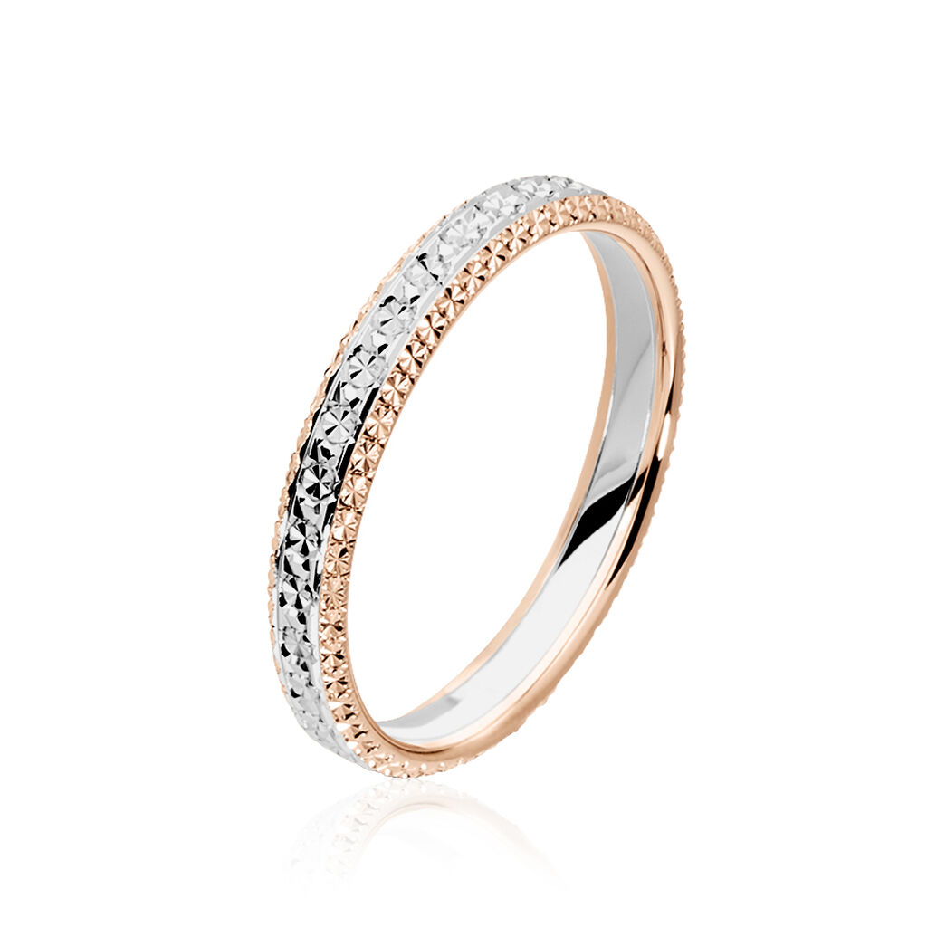 Alliance Multi Facettes Diamantee Demi Jonc Classique Or Bicolore - Alliances personnalis&eacute;es Femme | Marc Orian