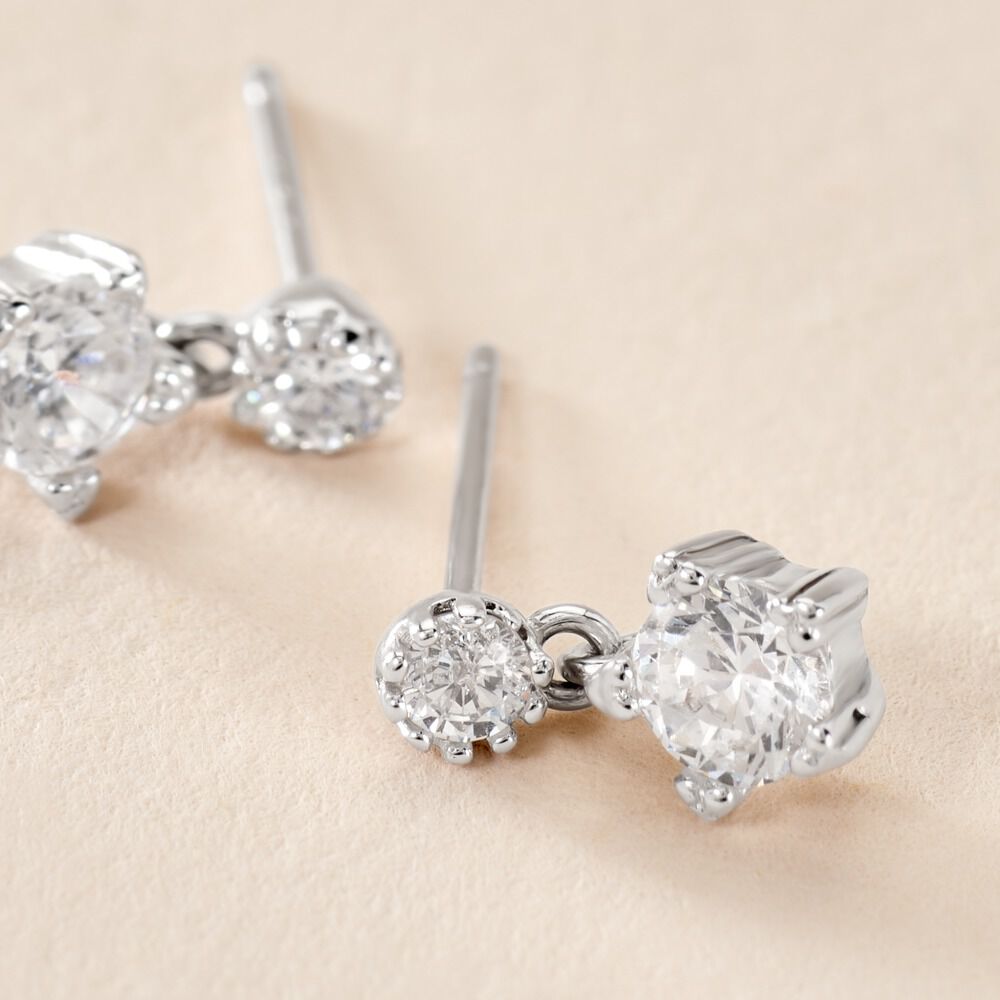 Boucles D'oreilles Puces Tibby Argent Blanc Oxyde De Zirconium - Puces Femme | Marc Orian