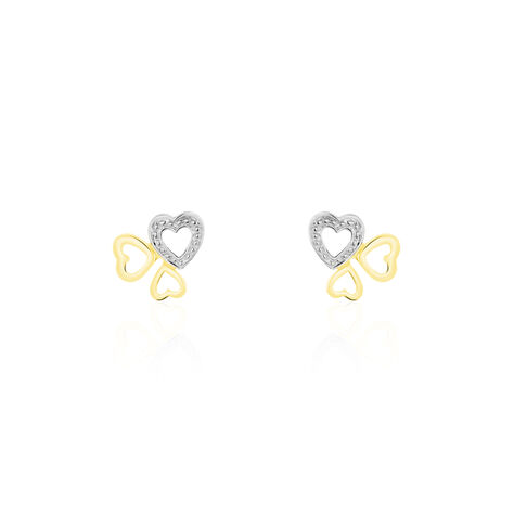 Boucles D'oreilles Puces Anne-maudae Triple Coeurs Or Bicolore - Puces Femme | Marc Orian