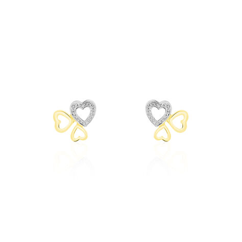 Boucles D'oreilles Puces Anne-maudae Triple Coeurs Or Bicolore - Clous d'oreilles Femme | Marc Orian