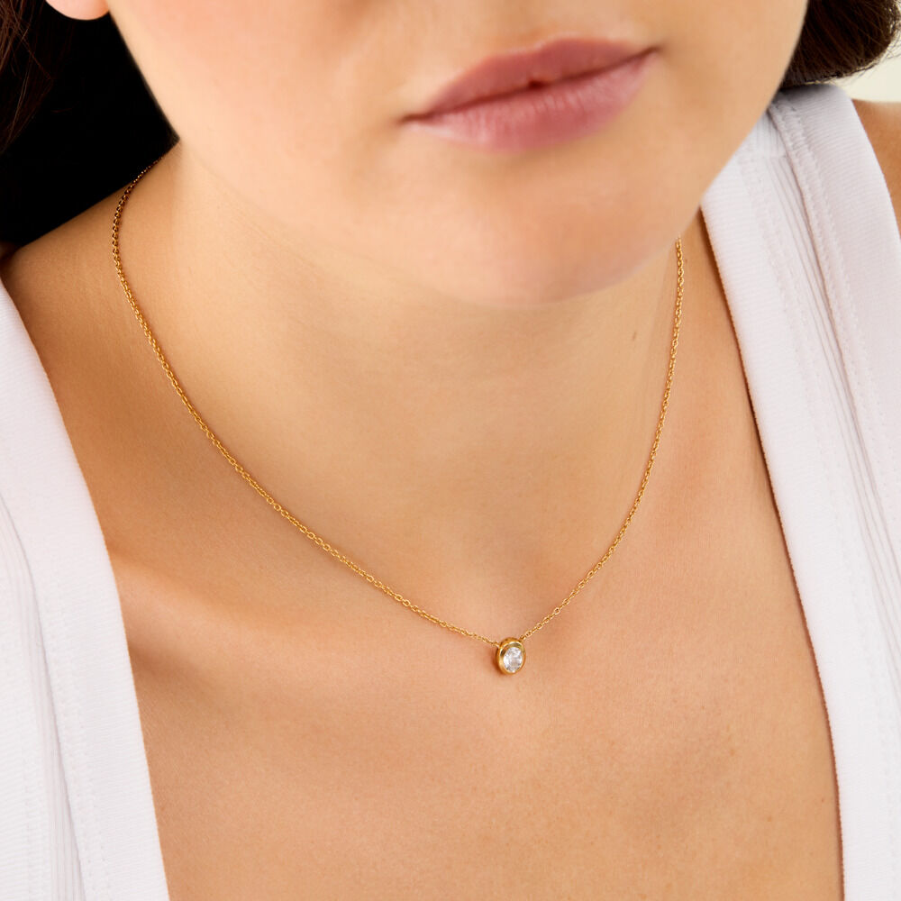 Collier Fadela Argent Dor&eacute; A L'Or 750/1000 Oxyde De Zirconium - Colliers avec pierres Femme | Marc Orian