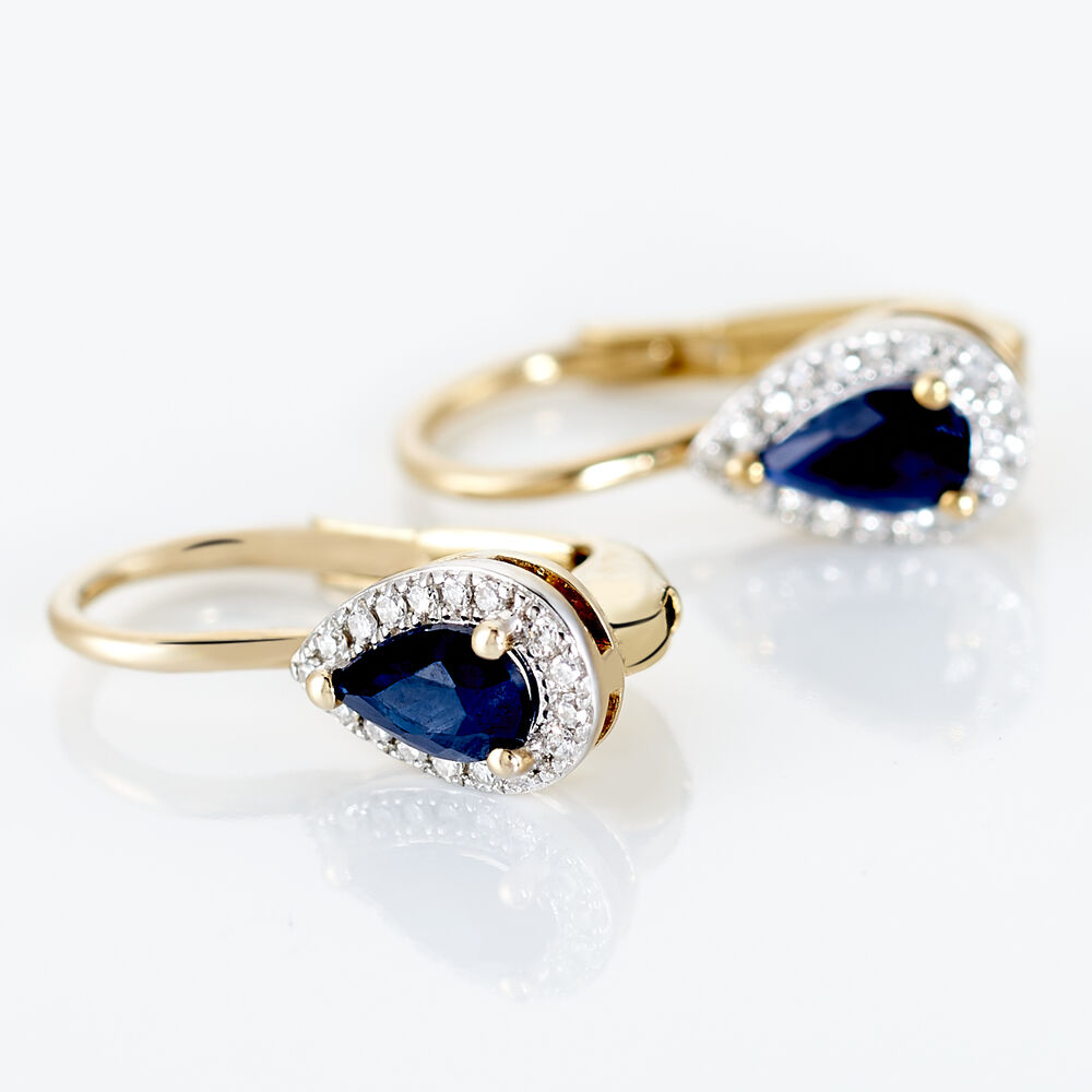 Boucles D'oreilles Pendantes Doorsie Or Jaune Saphir Et Diamant -  Femme | Marc Orian