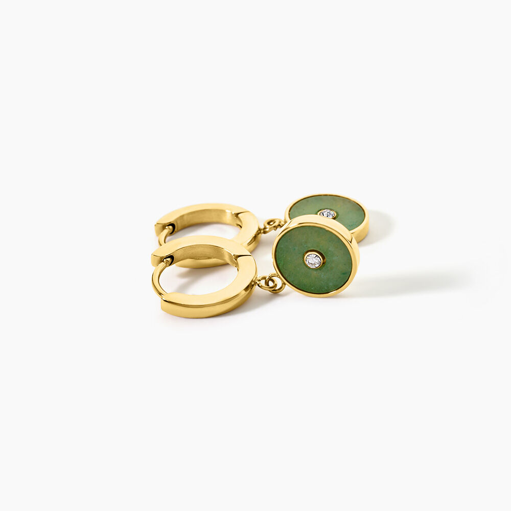 Cr&eacute;oles Adenor Acier Jaune Aventurine Cristal - Boucles d'oreilles pampille Femme | Marc Orian