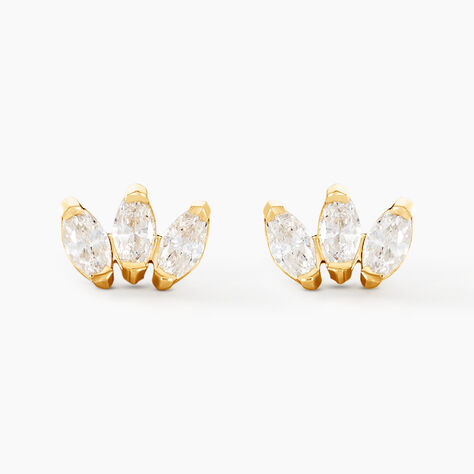 Boucles D'oreilles Puces Trai Or Jaune Oxyde De Zirconium - Puces Femme | Marc Orian