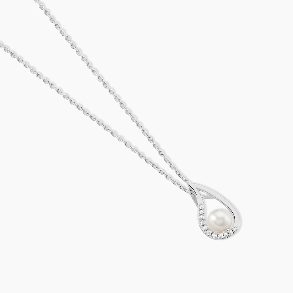 Collier Akiko Argent Blanc Perle De Culture Et Oxyde De Zirconium - Colliers avec pierres Femme | Marc Orian