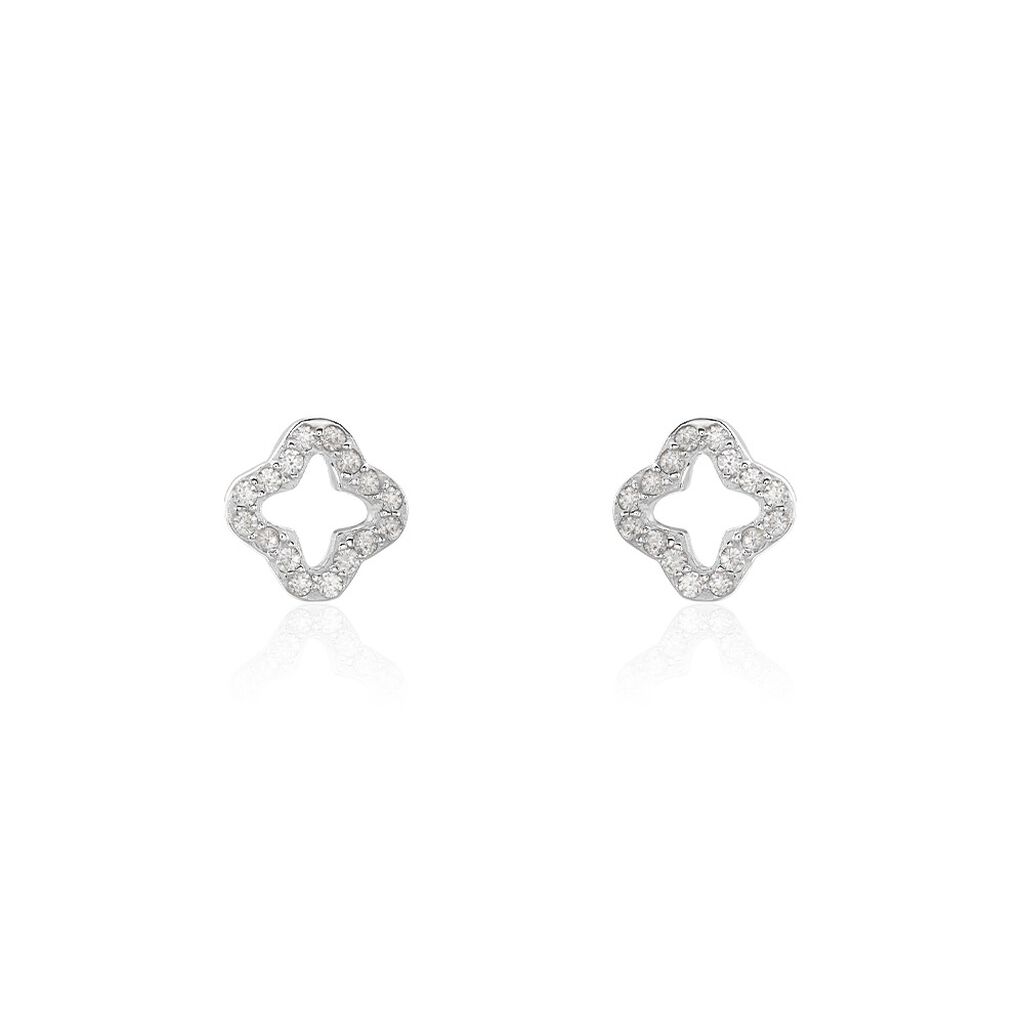 Boucles D'oreilles Puces Tully Argent Blanc Oxyde De Zirconium - Puces Femme | Marc Orian