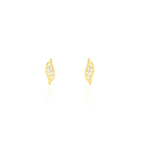 Boucles D'oreilles Puces Caline Or Jaune Diamant - Puces Femme | Marc Orian