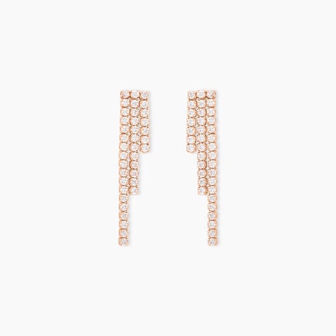 Boucles D'oreilles Pendantes Seline Argent Rose Oxyde De Zirconium - Pendantes Femme | Marc Orian