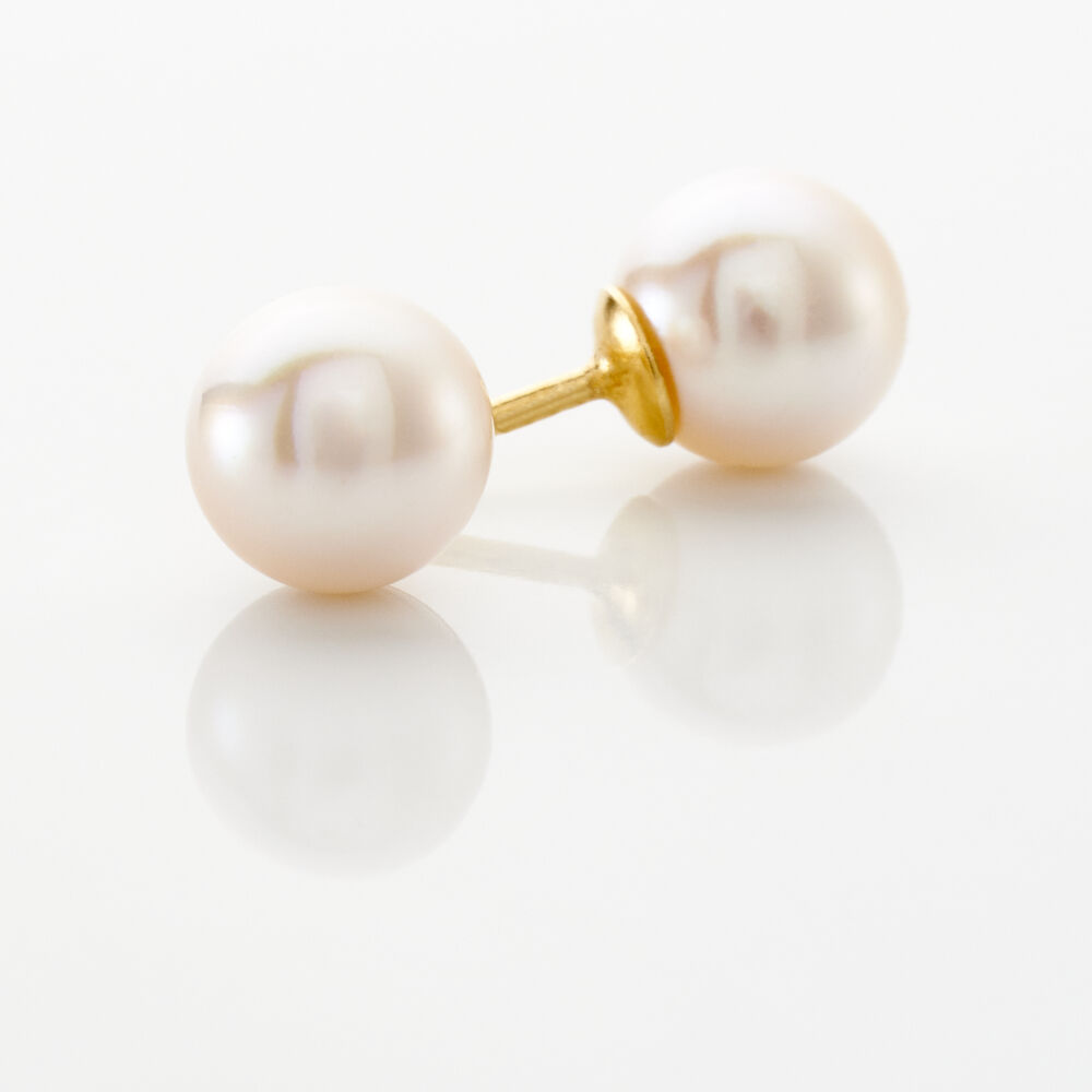 Boucles D'oreilles Puces Akoya Or Jaune Perle De Culture D'akoya - Puces Femme | Marc Orian