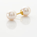 Boucles D'oreilles Puces Akoya Or Jaune Perle De Culture D'akoya - Puces Femme | Marc Orian