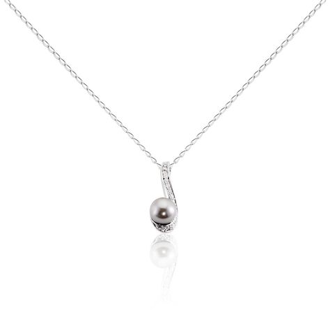 Collier Armance Argent Blanc Perle D'imitation Oxyde - Colliers Femme | Marc Orian