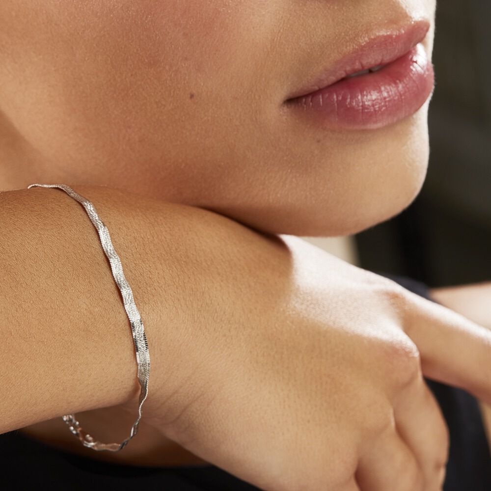 Bracelet Leonte Argent Blanc - Bracelets mailles Femme | Marc Orian