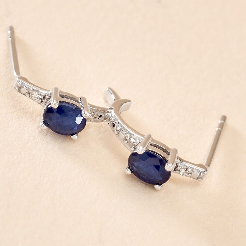 Demi Créoles Barrett Or Blanc Saphir Diamant - Créoles Femme | Marc Orian