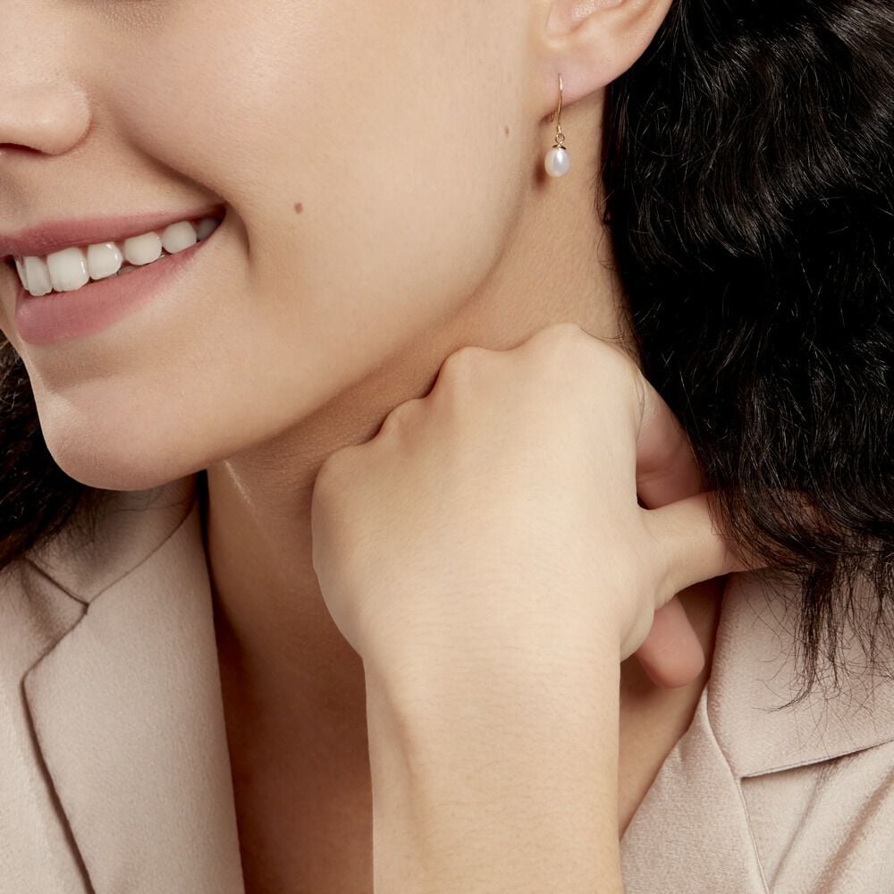 Boucles D'oreilles Pendantes Baroque Or Jaune Perle De Culture - Boucles d'oreilles mariage Femme | Marc Orian