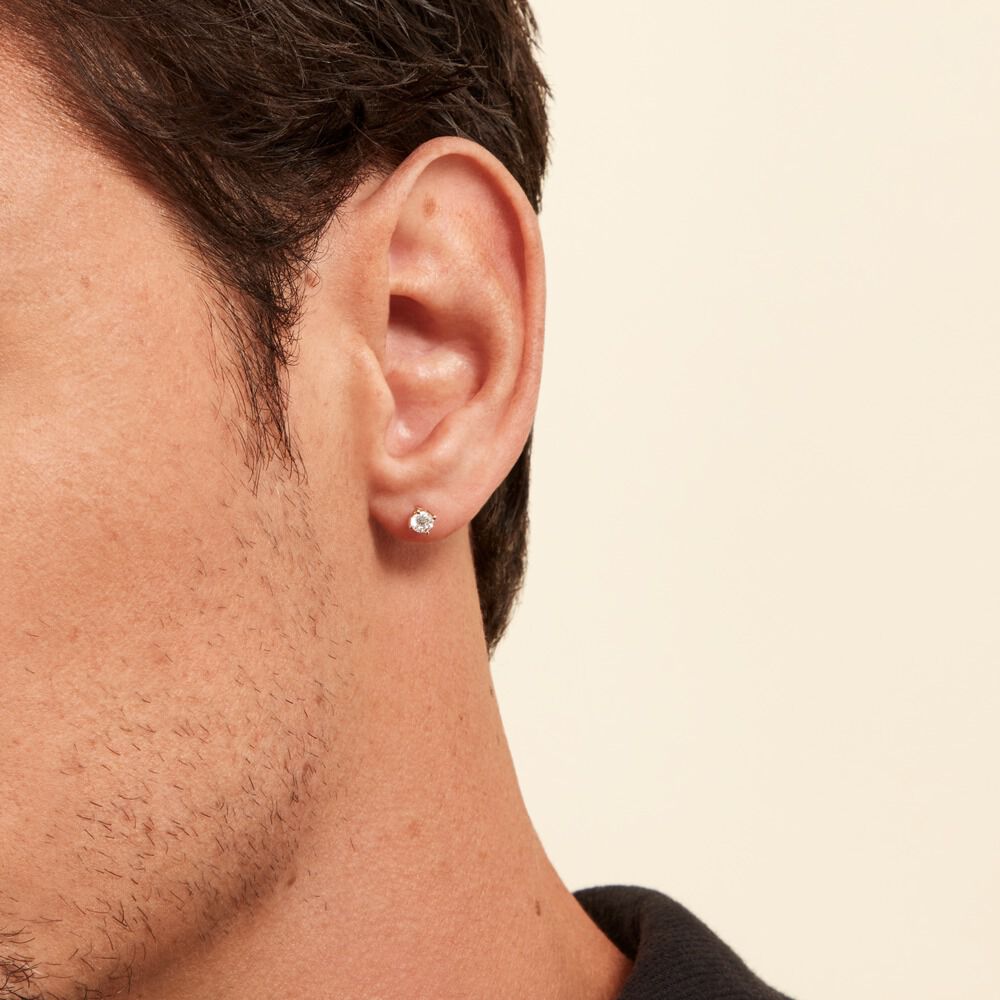 Boucle D'oreille Puce Unitaire Victoria Or Jaune Diamant - Puces Famille | Marc Orian