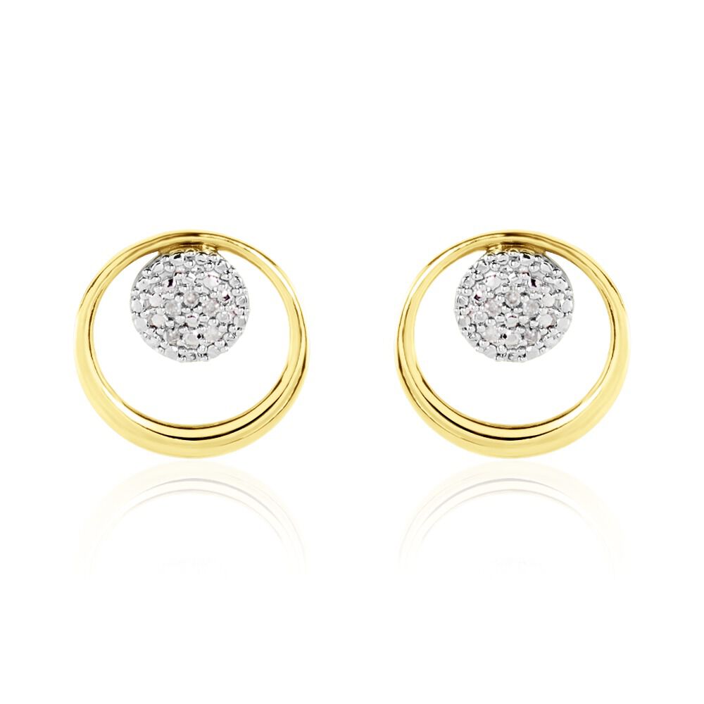Boucles D'oreilles Puces Or Jaune Laberiane Diamants - Puces Femme | Marc Orian