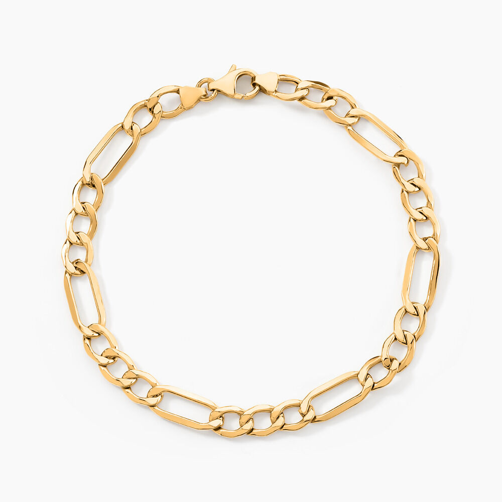 Bracelet Or Jaune Maille Altern&eacute;e - Bracelets mailles Homme | Marc Orian