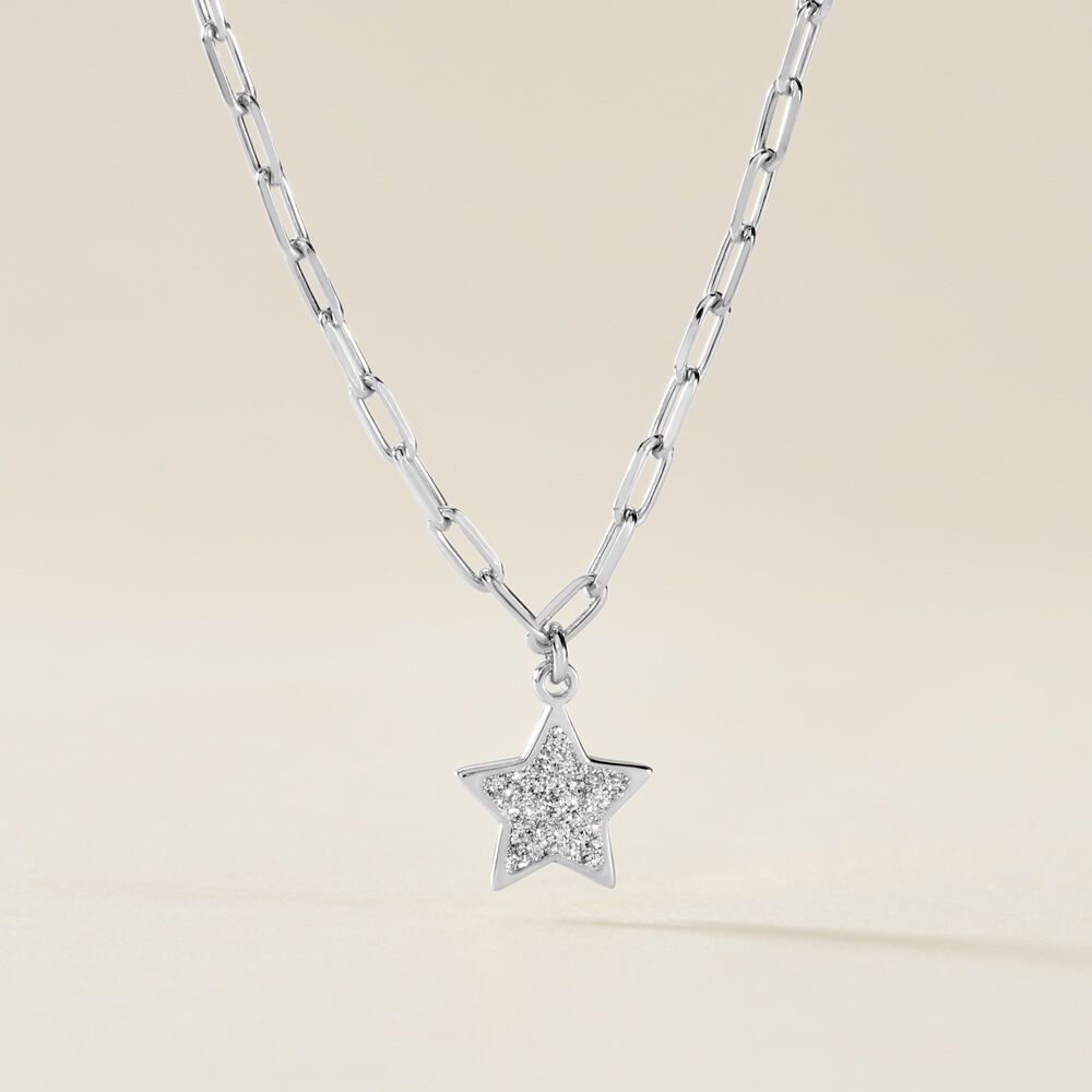 Collier Etincelante Argent Blanc - Colliers ras du cou Femme | Marc Orian