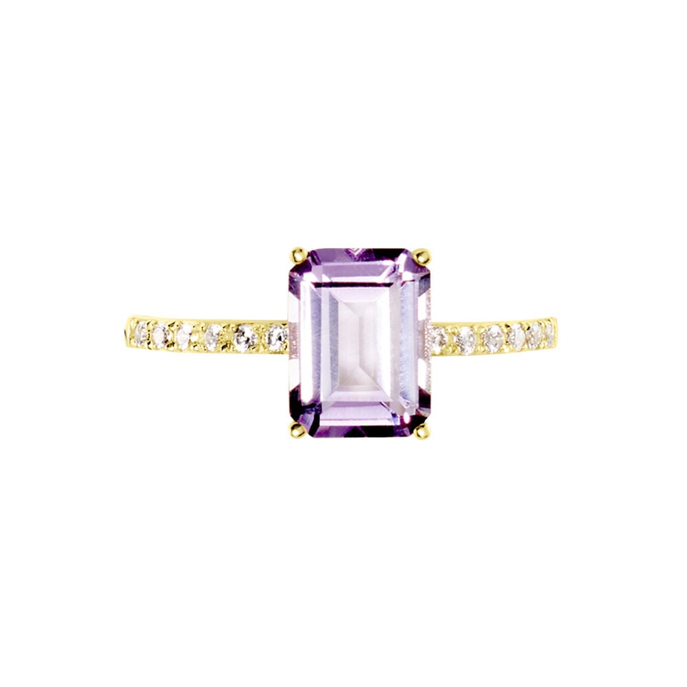 Bague Or Jaune Mone Amethyste Et Oxydes De Zirconium - Bagues pierres fines Femme | Marc Orian