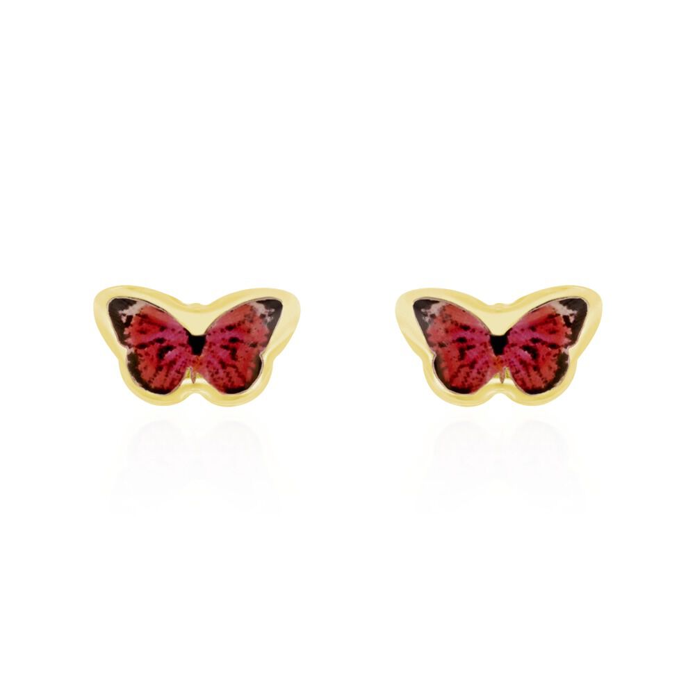 Boucles D'oreilles Puces Sulivia Papillon Or Jaune - Puces Enfant | Marc Orian