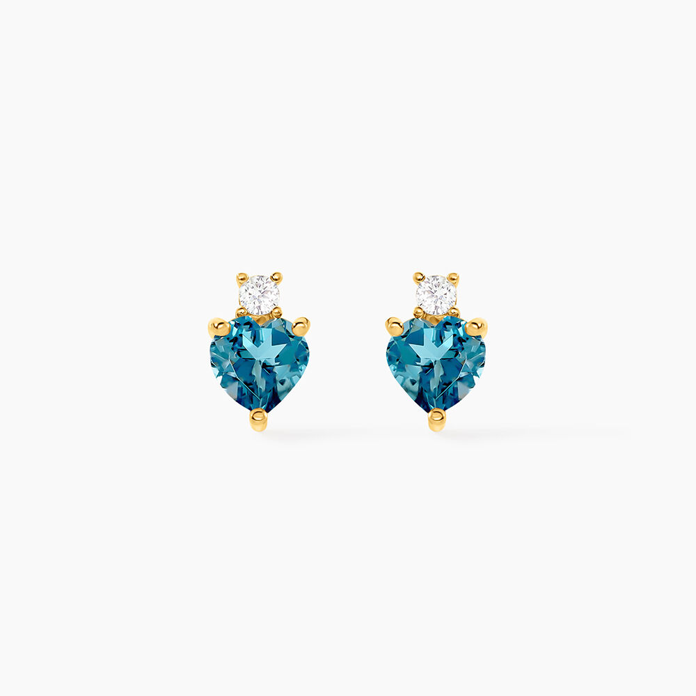 Boucles D'oreilles Puces Heart Or Jaune Topaze Oxyde De Zirconium - Puces Femme | Marc Orian