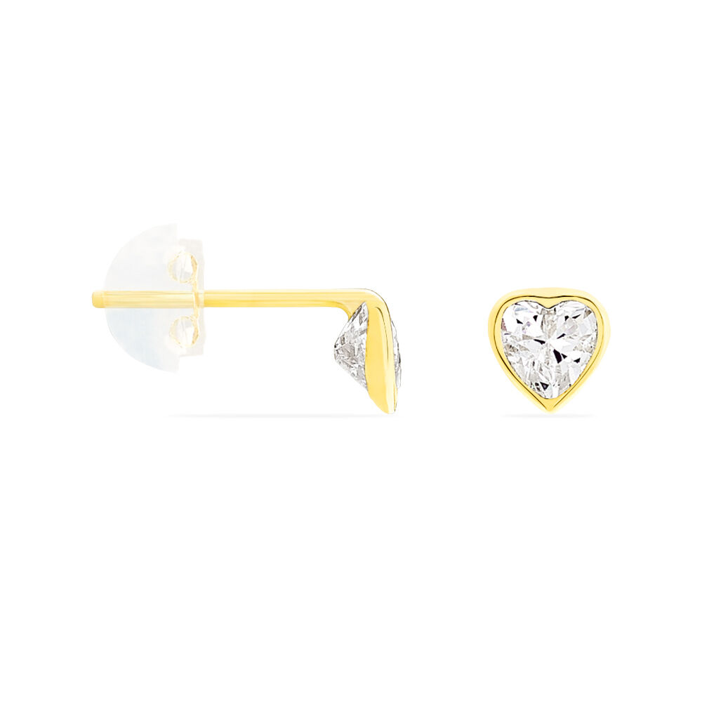 Boucles D'oreilles Puces Daria Coeur Plein Or Jaune Oxyde De Zirconium - Puces Femme | Marc Orian