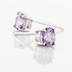 Boucles D'oreilles Puces Elea Serti Griffes 3 Or Blanc Amethyste - Puces Femme | Marc Orian