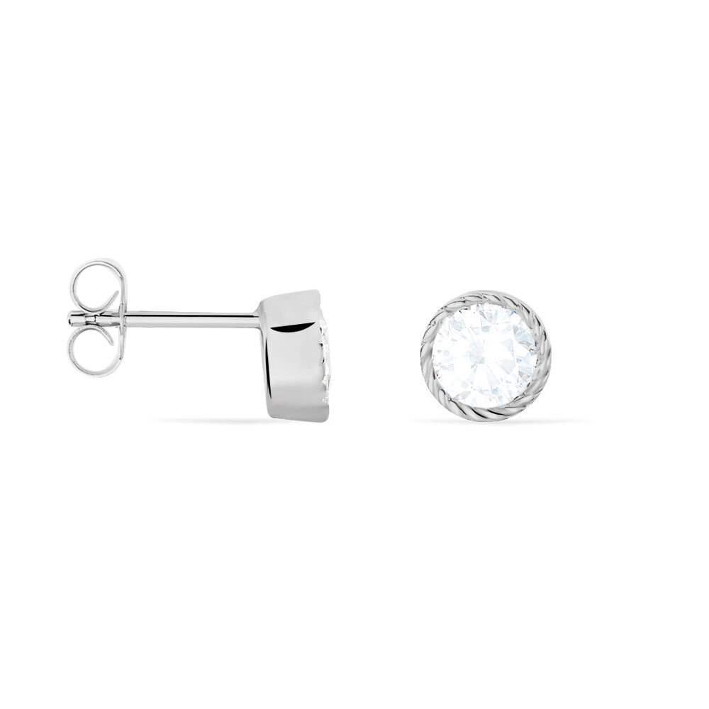 Boucles D'oreilles Puces Anaissa Argent Blanc Oxyde De Zirconium - Puces Femme | Marc Orian