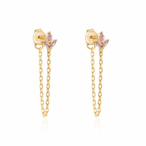 Boucles D'oreilles Pendantes Erma Plaqué Or Doré Oxyde De Zirconium - Pendantes Femme | Marc Orian