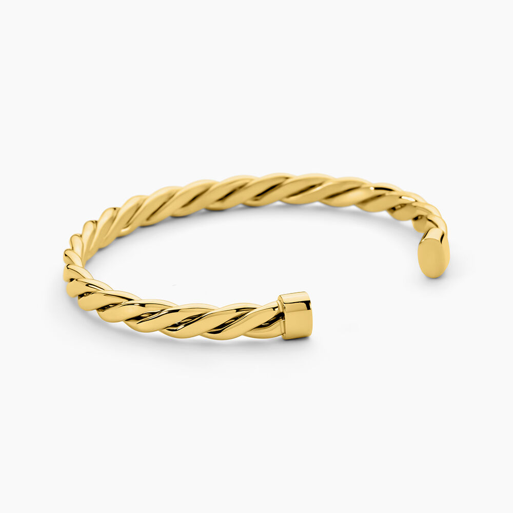 Bracelet Jonc épais En Acier Inoxydable Doré Or Jaune - Bijou Femme élégant Et Solide