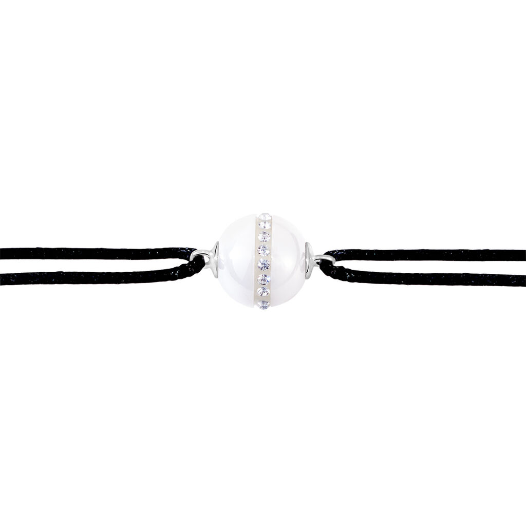Bracelet Nina Cera Argent Blanc Céramique Et Strass - Bracelets cordons Femme | Marc Orian