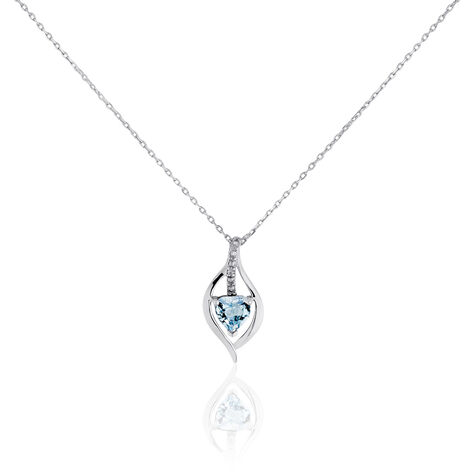 Collier Cœur Or Blanc Topaze Et Diamant - Colliers avec pierres Femme | Marc Orian