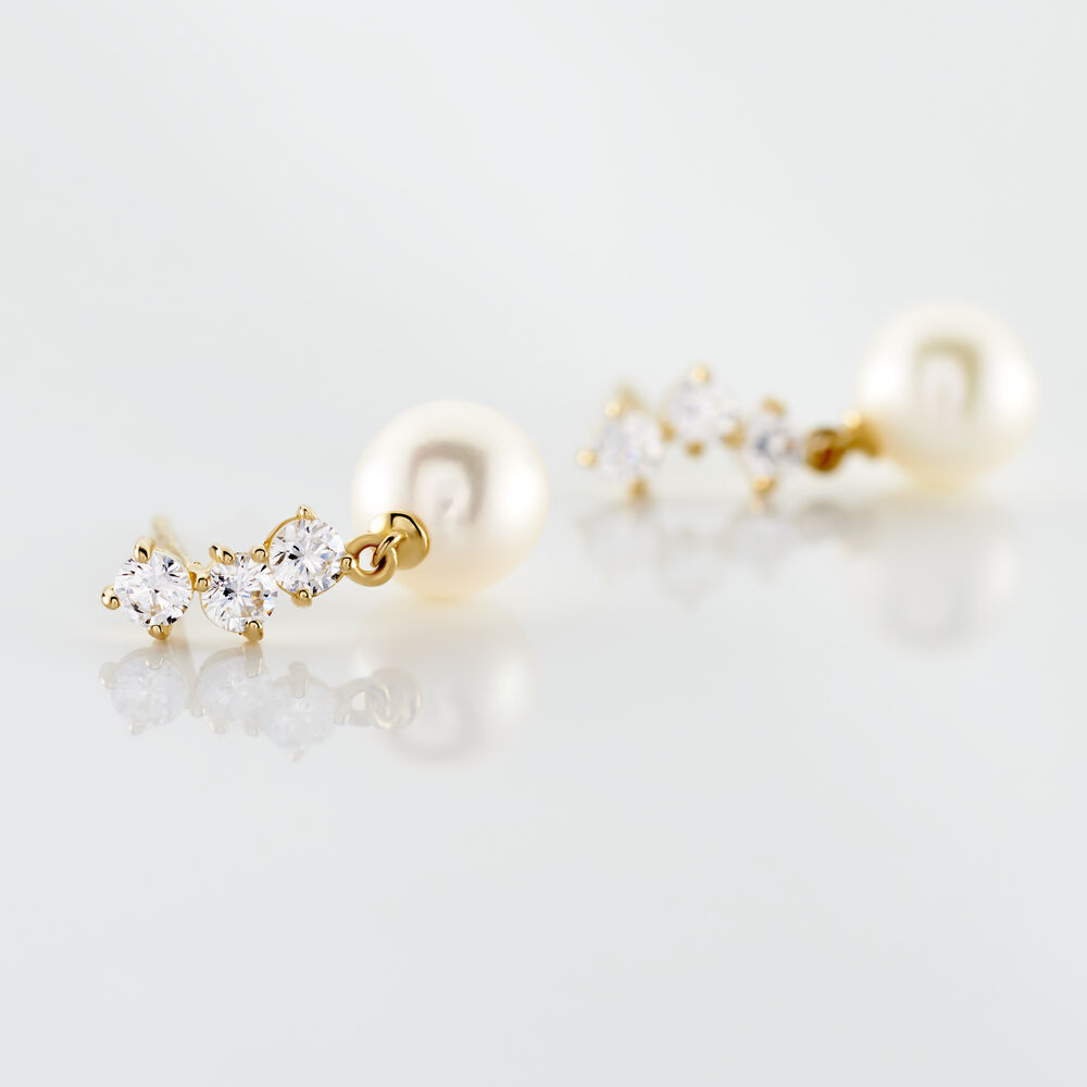 Boucles D'oreilles Pendantes Taiss Or Jaune Perle De Culture - Boucles d'oreilles mariage Femme | Marc Orian