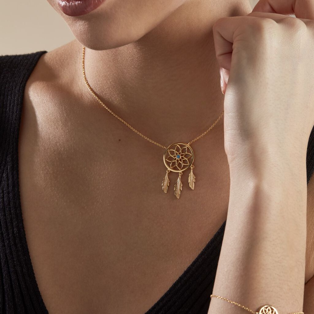 Collier Plaqué Or Jaune Attrape Rêves Turquoise - Colliers Femme | Marc Orian
