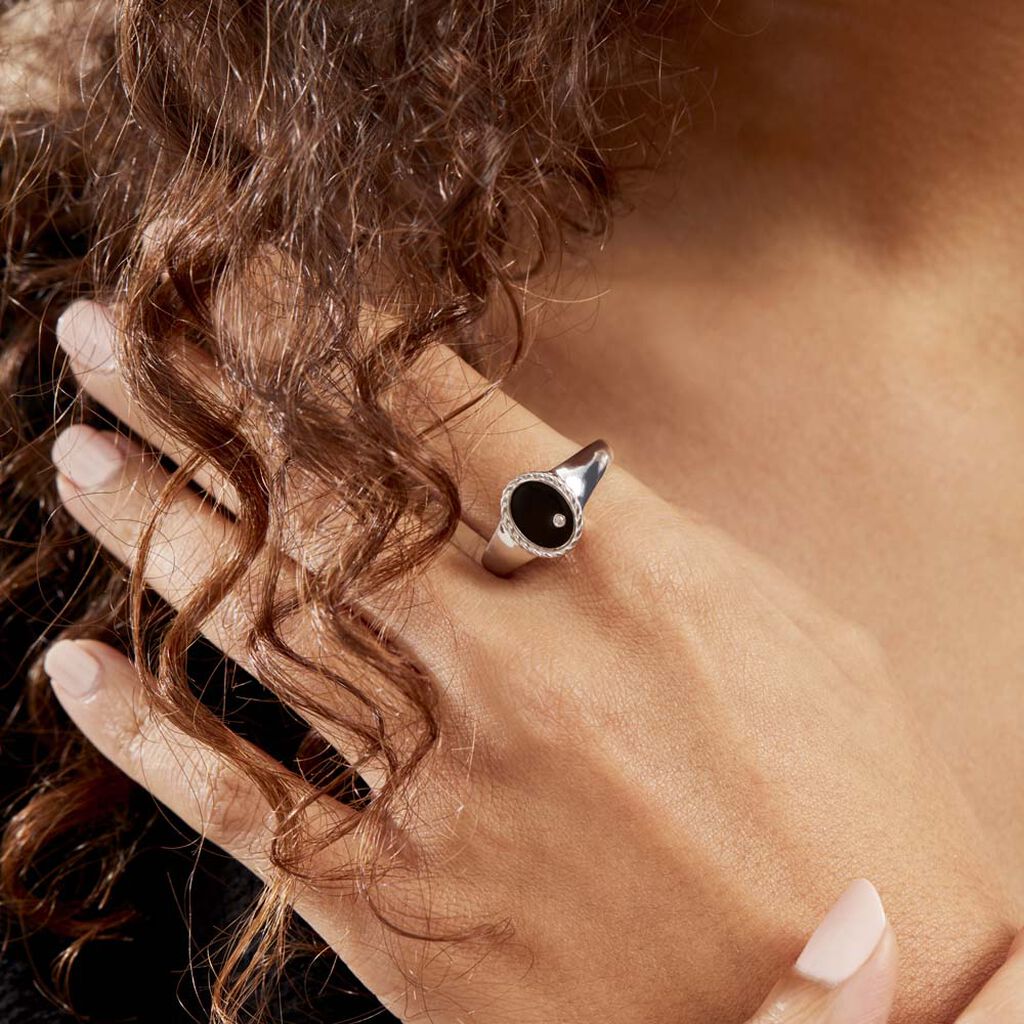 Bague Argent Blanc Lugus Email Et Oxyde De Zirconium - Bague fantaisie Femme | Marc Orian