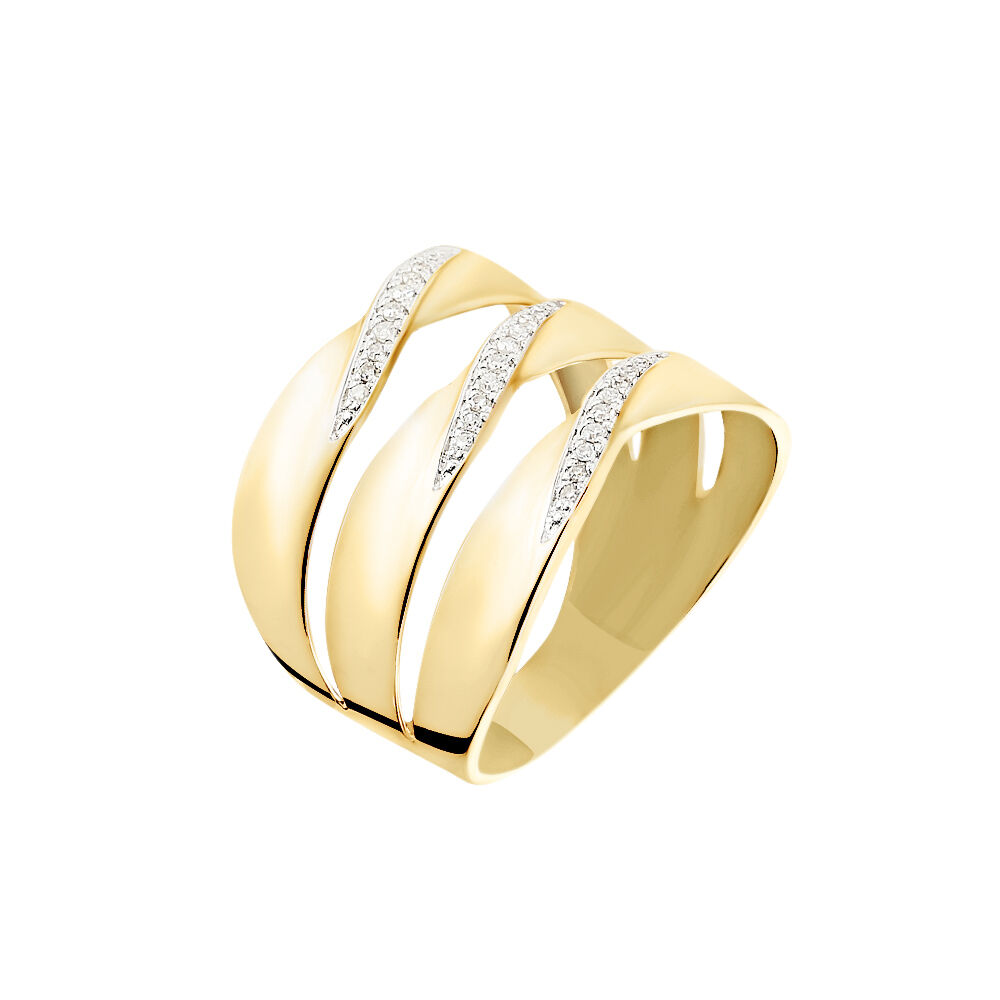 Bague Catharine 3 Rangs Or Jaune Diamant - Bagues pierres précieuses Femme | Marc Orian