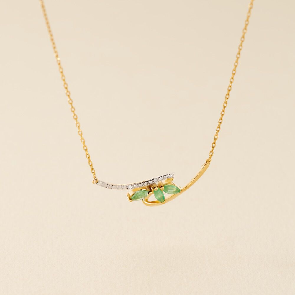 Collier Or Jaune Caetlin Emeraude Diamants - Colliers avec pierres Femme | Marc Orian